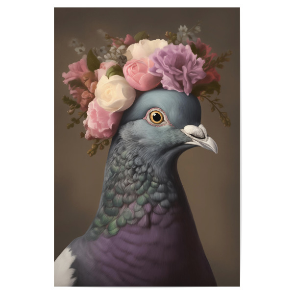 Poster 30x20 cm "Blumige Taube" artboxONE - Natur,Floral,Tiere