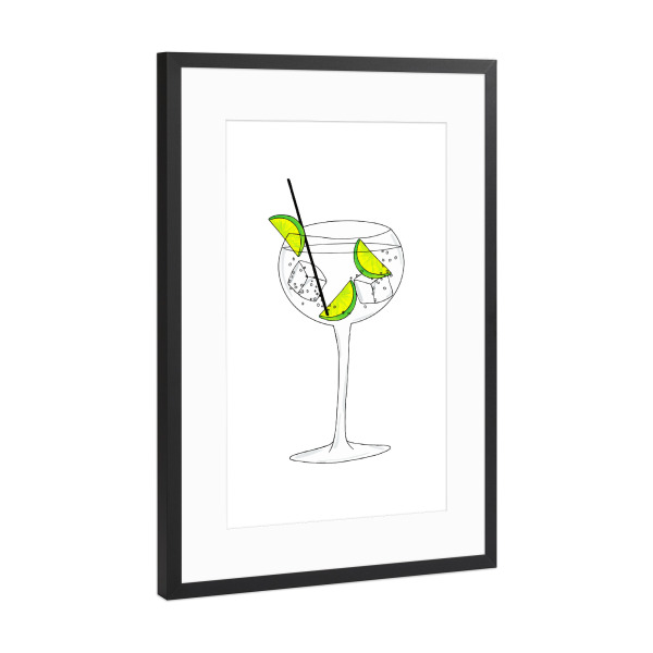 Poster mit Rahmen Schwarz (Metallic) "Cocktail_Hugo" artboxONE - Menschen,Essen & Trinken / Alkohol