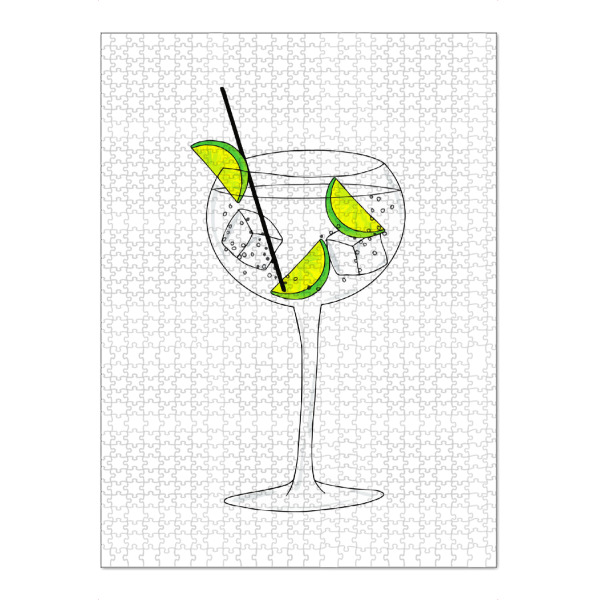 Puzzle Ravensburger "Cocktail_Hugo" artboxONE - Menschen,Essen & Trinken / Alkohol - Getränk,Alkohol,Cocktail,Glas,Linienarbeit,Minimal