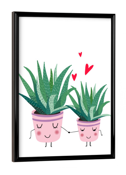 Poster mit schwarzem Rahmen "Aloe-Paar" artboxONE - Floral,Menschen,Liebe - Paar,Ehemann,Ehefrau,Pflanze,Liebe,Blumen,Lustig