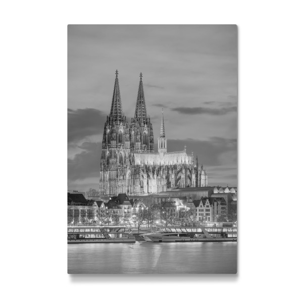 Galerie-Print "Kölner Dom am Abend schwarz-weiß" 30x20 cm artboxONE