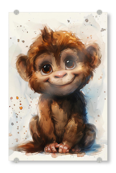 Acrylglasbild "Baby Monkey (matart)" artboxONE - Für Kinder,Tiere - Monkey,Animal,Animals,Nature,Baby,Cute,Painting,Watercolor