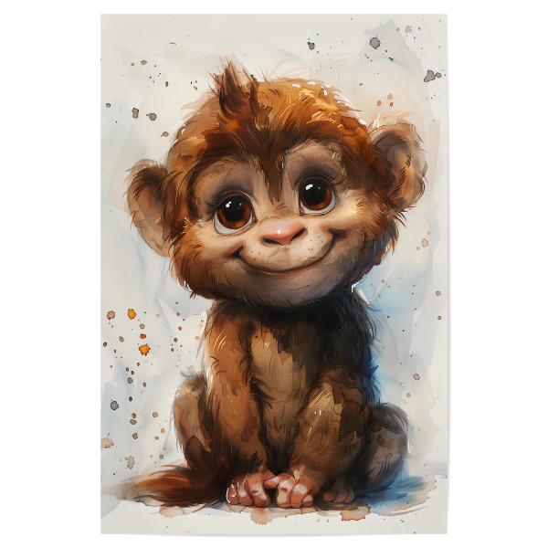 Poster "Baby Monkey (matart)" artboxONE - Für Kinder,Tiere - Monkey,Animal,Animals,Nature,Baby,Cute,Painting,Watercolor