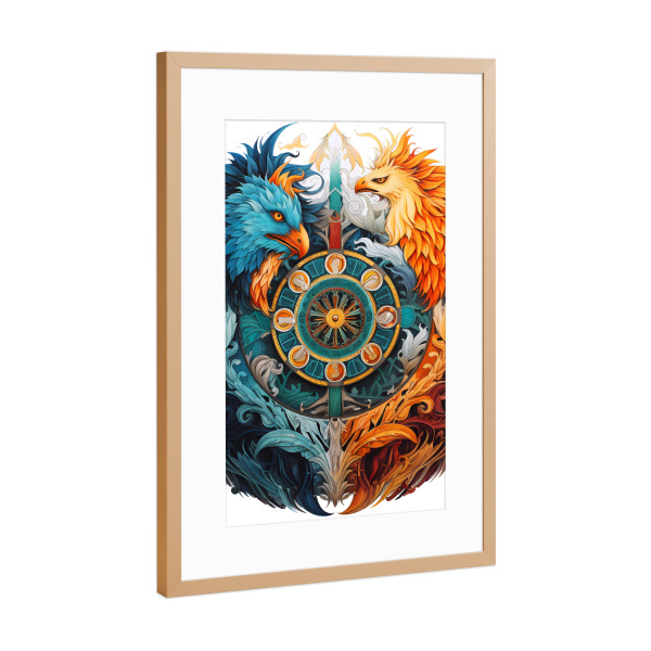 Poster mit Rahmen Kupfer "Mandala - Mystisch - Selene" artboxONE - Tiere,Abstrakt,Fiktion
