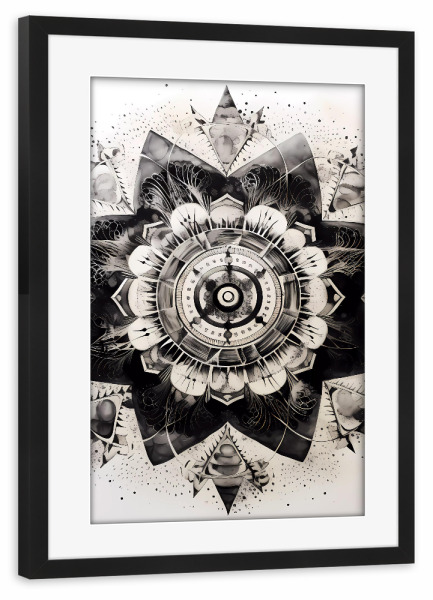 Poster mit Rahmen schwarz "Mandala-Tinte" artboxONE - Abstrakt