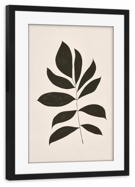 Poster mit Rahmen schwarz "Schlichtes Zweigenblatt" artboxONE - Natur,Floral,Abstrakt