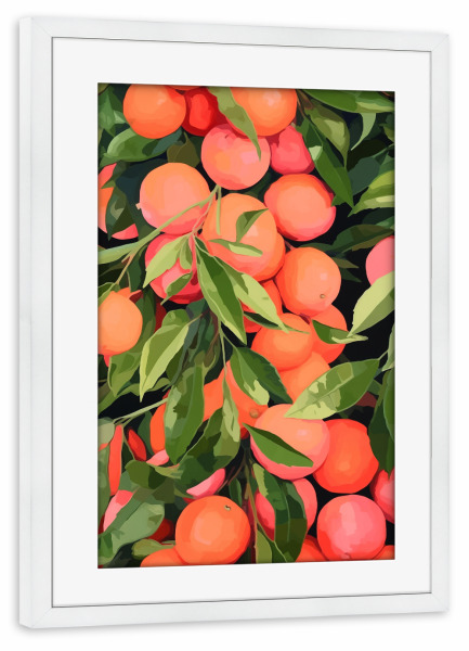 Poster mit Rahmen weiß "Orangen Liebe" artboxONE - Natur,Floral,Essen & Trinken