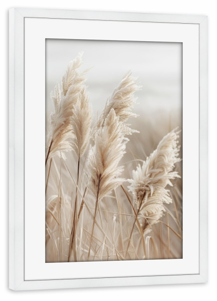 Poster mit Rahmen weiß "Pampasgras am Meer" artboxONE - Natur,Reise / Strand und Meer