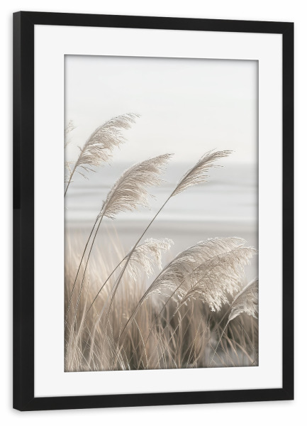 Poster mit Rahmen schwarz "Pampasgras an der Küste" artboxONE - Natur,Reise / Strand und Meer