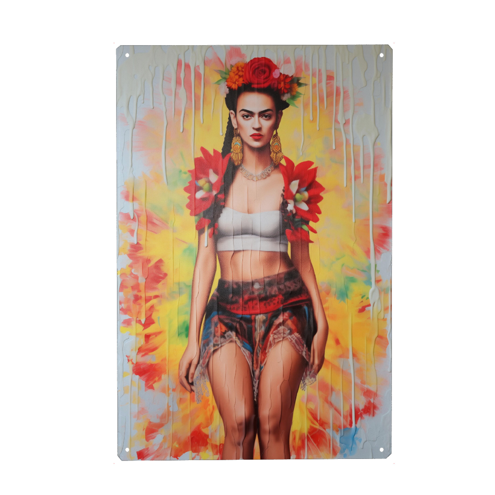 Metall Poster "Frida popkultur" artboxONE - Floral,Abstrakt,Menschen