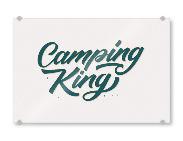 Acrylglasbild "Camping King: Grün" artboxONE - Typografie,Männer,Lustig
