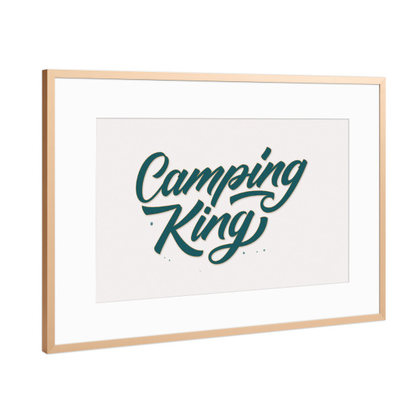 Poster mit Rahmen Kupfer "Camping King: Grün" artboxONE - Typografie,Männer,Lustig