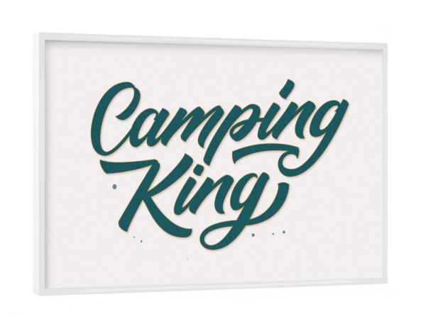 Poster mit weißem Rahmen "Camping King: Grün" artboxONE - Typografie,Männer,Lustig