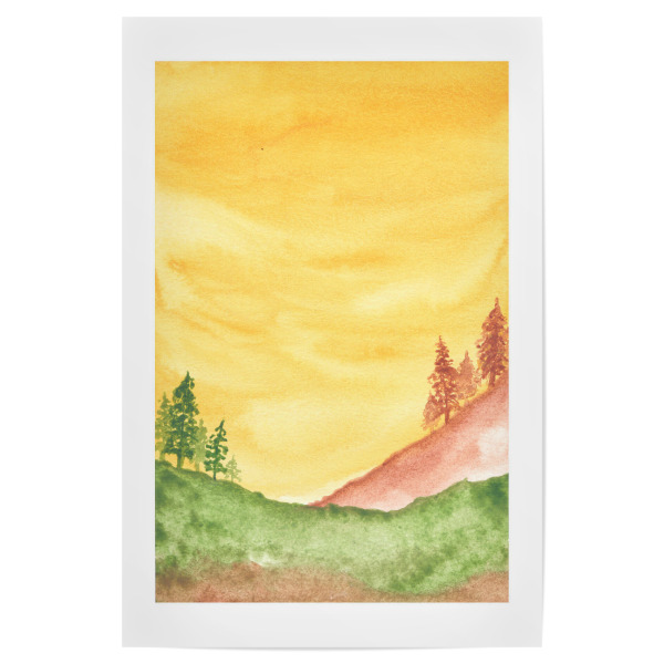 Poster "Sommersonnenuntergang" artboxONE - Natur - Landschaft,Sonnenuntergang,Sommer,Aquarell