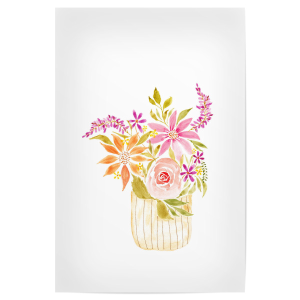 Poster 30x20 cm "Blumen im Topf" artboxONE - Natur,Floral - Blume,Blumen,Aquarell,Floral,Bunt