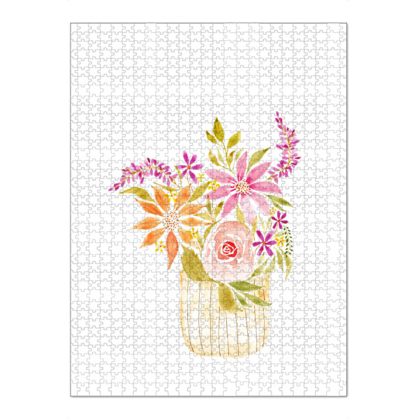 Puzzle Ravensburger "Blumen im Topf" artboxONE - Natur,Floral - Blume,Blumen,Aquarell,Floral,Bunt - Bild blume