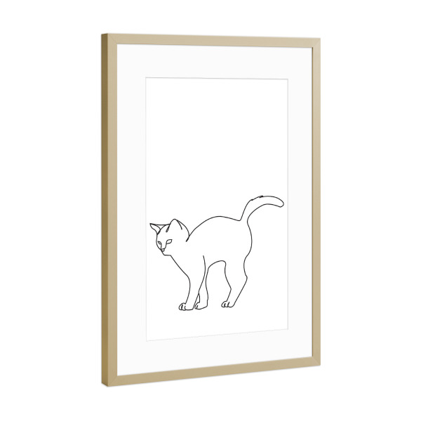 Poster mit Rahmen Gold "Katzen Skizze" artboxONE - Tiere,Schwarzweiß - Katze,Minimalistisch,Tier,Süß,Schwarzweiß,Zeichnung