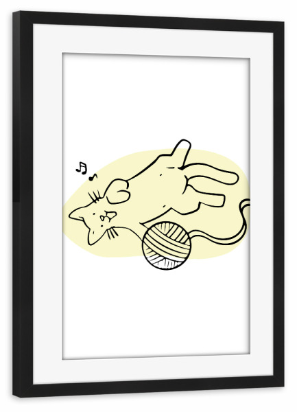 Poster mit Rahmen schwarz "Süße Katze - Mai" artboxONE - Tiere,Lustig - Süße,Katze,Tier,Minimalistisch,Musik,Illustration,Verspielt