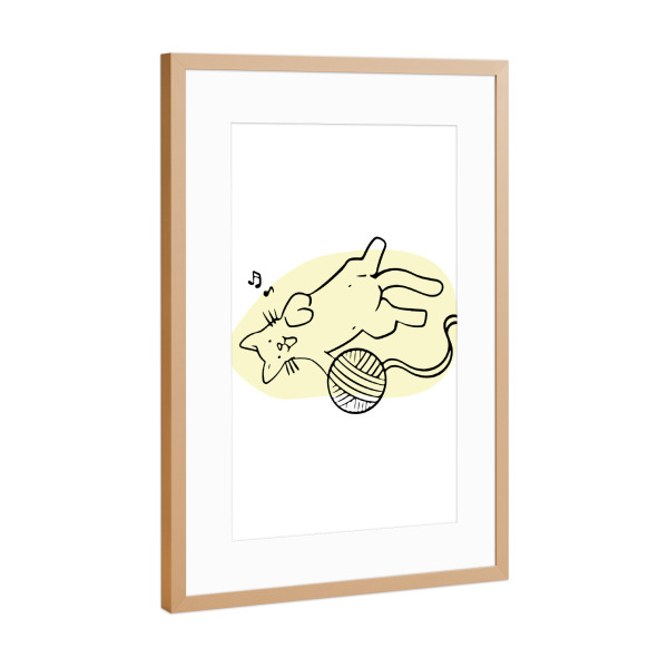 Poster mit Rahmen Kupfer "Süße Katze - Mai" artboxONE - Tiere,Lustig - Süße,Katze,Tier,Minimalistisch,Musik,Illustration,Verspielt