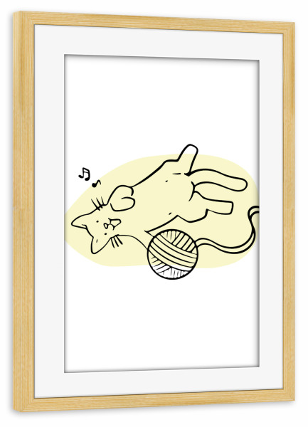 Poster mit Rahmen kiefer "Süße Katze - Mai" artboxONE - Tiere,Lustig - Süße,Katze,Tier,Minimalistisch,Musik,Illustration,Verspielt