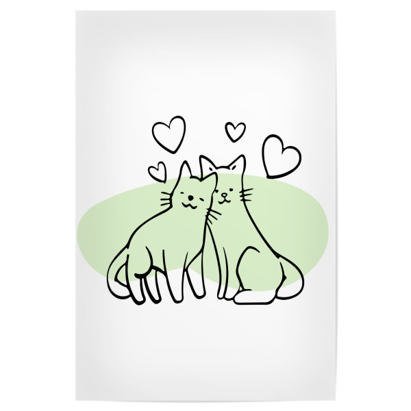 Poster 30x20 cm "Süße Katzen - Februar" artboxONE - Tiere,Liebe - Katze,Tier,Minimalistisch,Süß,Lustig,Liebe,Herzen,Beziehung