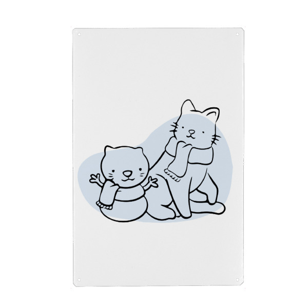 Holzbild "Süße Katze - Januar" artboxONE - Tiere,Weihnachten - Katze,Tier,Minimalistisch,Süß,Winter,Schnee katze