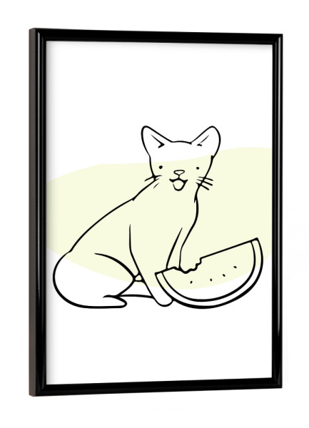 Poster mit schwarzem Rahmen "Süße Katze - Juli" artboxONE - Tiere,Essen & Trinken / Obst & Gemüse,Lustig