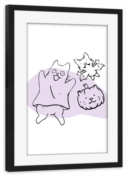 Poster mit Rahmen schwarz "Süße Katze - Oktober" artboxONE - Tiere,Halloween,Lustig