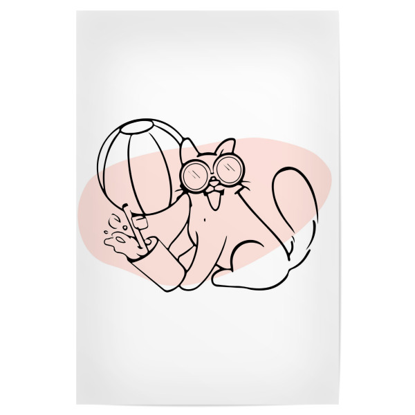 Poster 30x20 cm "Süße Katze - August" artboxONE - Tiere,Essen & Trinken,Lustig