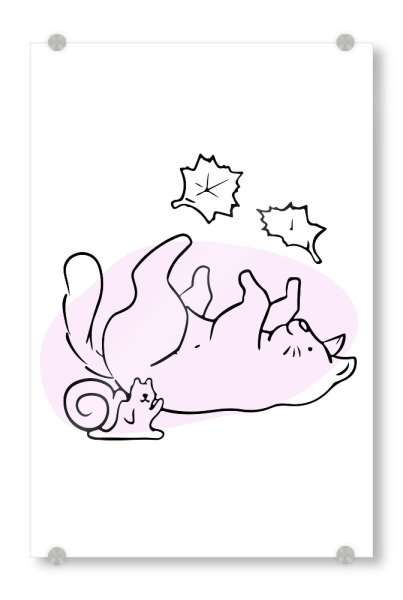 Acrylglasbild "Süße Katze - November" artboxONE - Tiere,Lustig - Süß,Katze,Minimalistisch,Verspielt,Spielen,Lustig,Herbst,Laub,Blätter