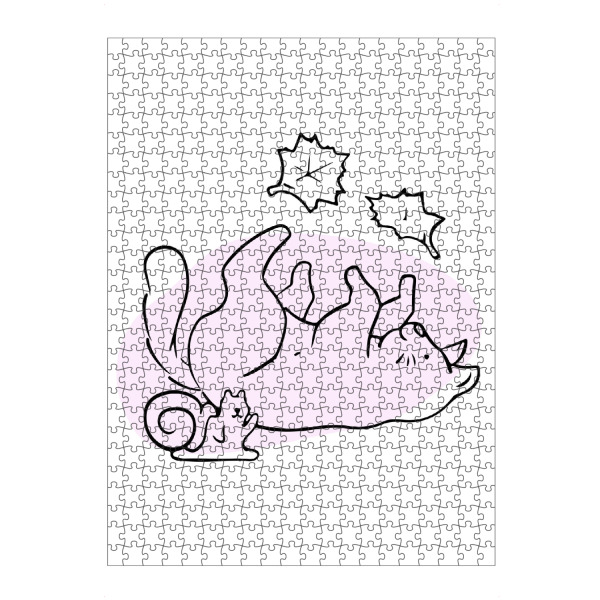 Puzzle Ravensburger "Süße Katze - November" artboxONE - Tiere,Lustig - Süß,Katze,Minimalistisch,Verspielt,Spielen,Lustig,Herbst,Laub,Blätter