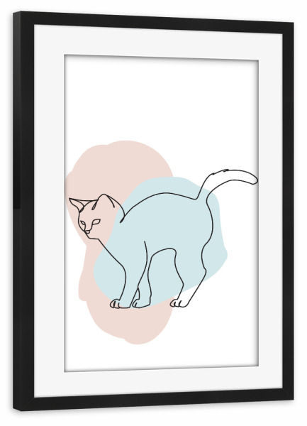 Poster mit Rahmen schwarz "Colorful Cat" artboxONE - Tiere,Lustig - Katze,Bunt,Minimalistisch,Süß,Lustig