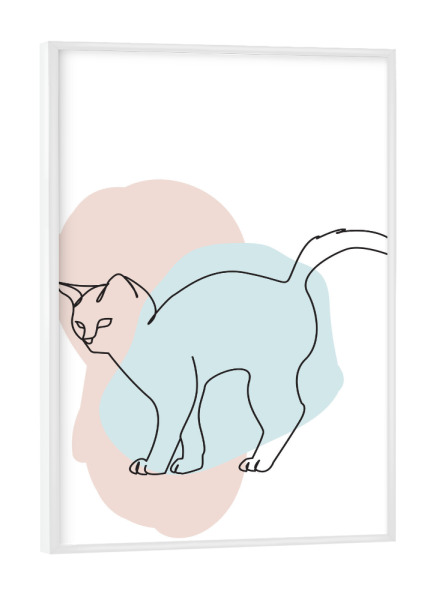 Poster mit weißem Rahmen "Colorful Cat" artboxONE - Tiere,Lustig - Katze,Bunt,Minimalistisch,Süß,Lustig