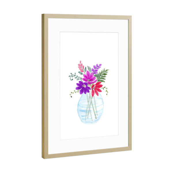 Poster mit Rahmen Gold "Blumen - Glas" artboxONE - Floral - Blume,Blumen,Pflanze