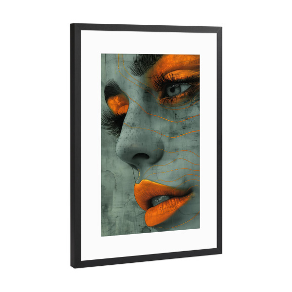 Poster mit Rahmen Schwarz (Metallic) "Frauengesicht A" artboxONE - Menschen - Frau,Gesicht,Porträt,Fotografie