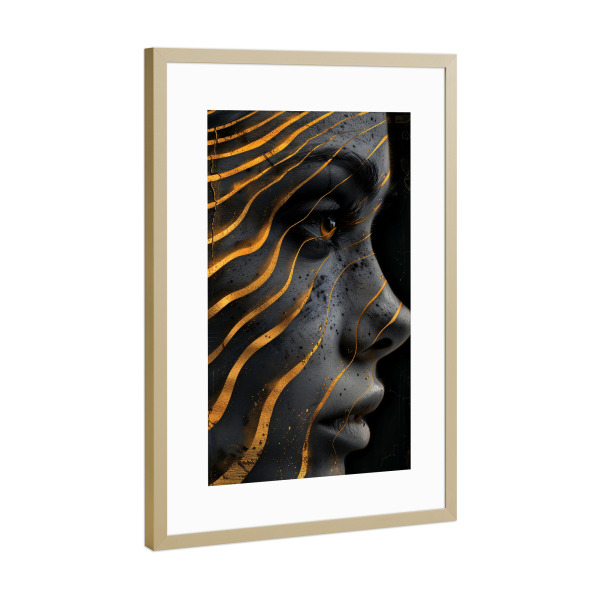 Poster mit Rahmen Gold "Frauengesicht B" artboxONE - Menschen - Frau,Gesicht,Porträt,Fotografie
