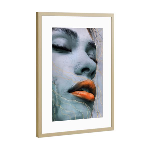 Poster mit Rahmen Gold "Frauengesicht I" artboxONE - Menschen - Gesicht,Frau,Dame,Porträt,Fotografie