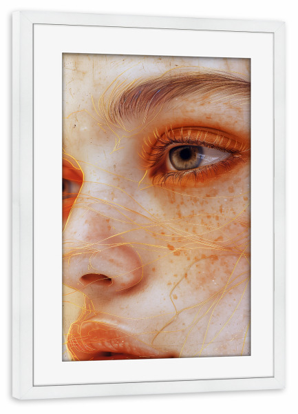 Poster mit Rahmen weiß "Frauengesicht J" artboxONE - Menschen - Gesicht,Porträt,Frau,Mädchen,Fotografie