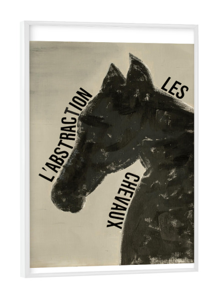 Poster mit weißem Rahmen "L'abstraction les chevau" artboxONE - Abstrakt - Abstrakte kunst,Abstrakt,Pferd,Schrift,Schwarz,Grau,Beige