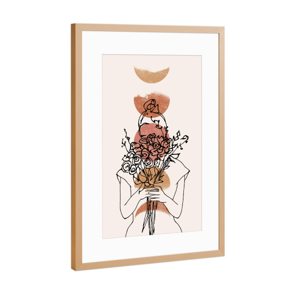 Poster mit Rahmen Kupfer "Sie ist überglücklich" artboxONE - Floral,Menschen,Galaxy