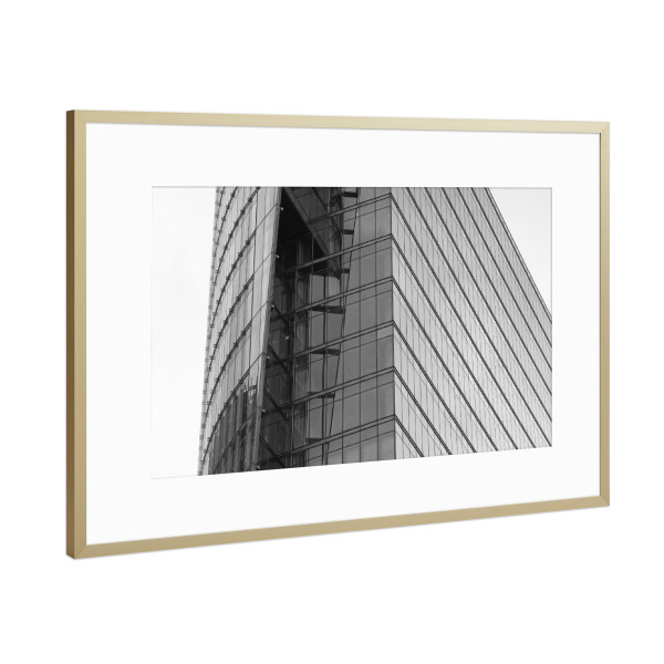 Poster mit Rahmen Gold "Berliner Glasturm" artboxONE - Städte / Berlin,Schwarzweiß,Architektur - Potsdamer platz,Berlin,Bahntower,Architektur