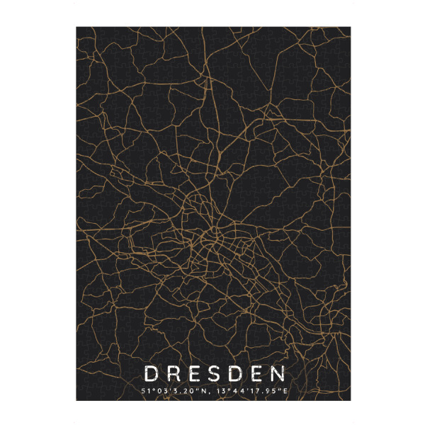 Puzzle Ravensburger "Dresden minimalist map Dark" artboxONE - Städte,Städte / Dresden,Kartografie