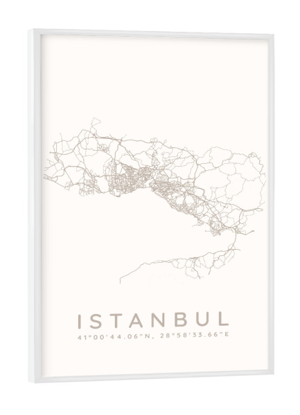 Poster mit weißem Rahmen "Istanbul minimalist map white" artboxONE - Städte,Städte / Istanbul,Kartografie