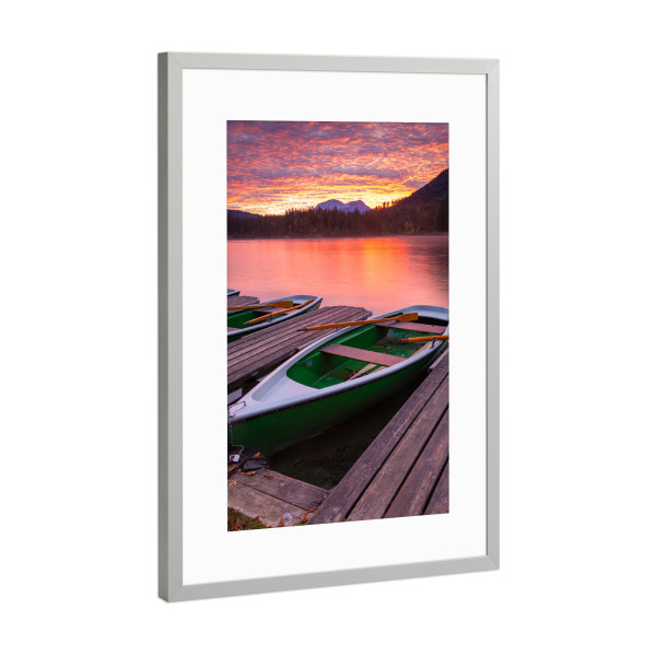 Poster mit Rahmen Silber "Sonnenaufgang am Hintersee" artboxONE - Natur,Reise
