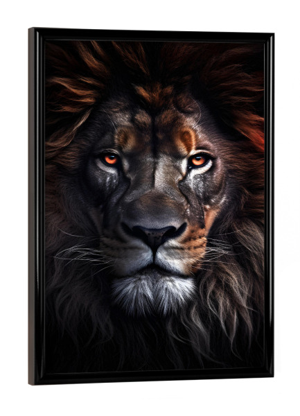 Poster mit schwarzem Rahmen "Lion portrait black" artboxONE - Natur,Tiere,Reise / Afrika