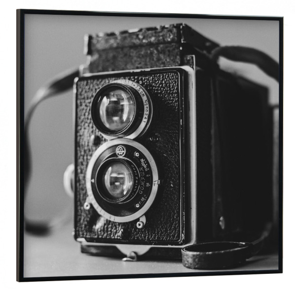 Poster mit schwarzem Rahmen 30x30 cm "Analoge Kamera in Schwarzweiß" artboxONE - Film,Schwarzweiß