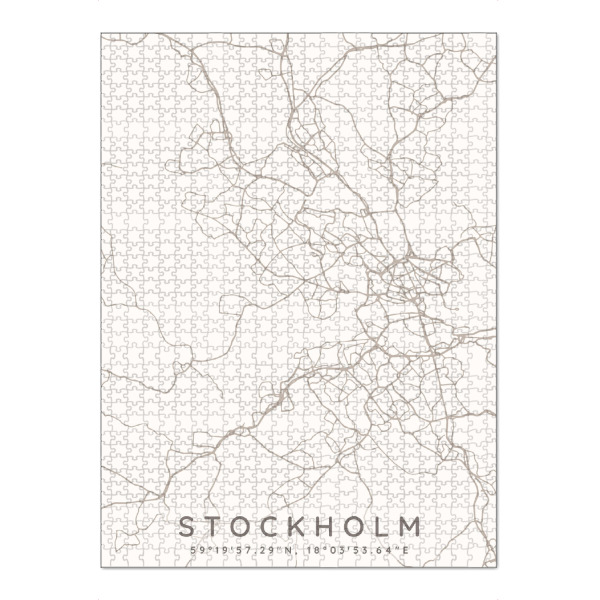 Puzzle Ravensburger "Stockholm minimalist map taupe" artboxONE - Städte,Städte / Stockholm,Kartografie