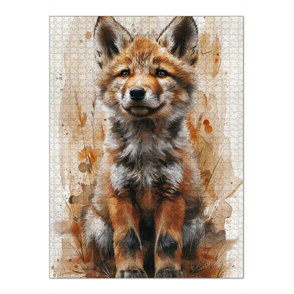 Puzzle Ravensburger "Baby Wolf (matart)" artboxONE - Tiere - Wolf,Wölfe,Tier,Tiere,Natur,Baby,Niedlich,Wild,Malerei,Aquarell - Bild wolf