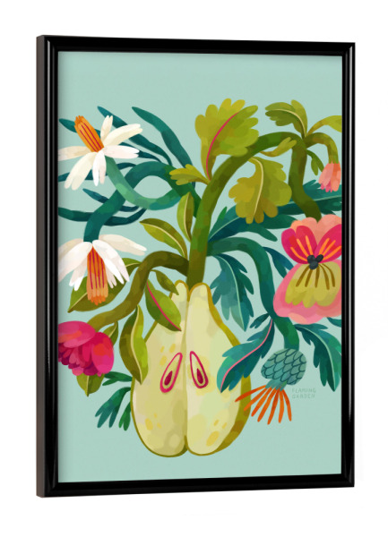 Poster mit schwarzem Rahmen "Flaming Garden - Birne" artboxONE - Natur,Floral,Essen & Trinken / Obst & Gemüse