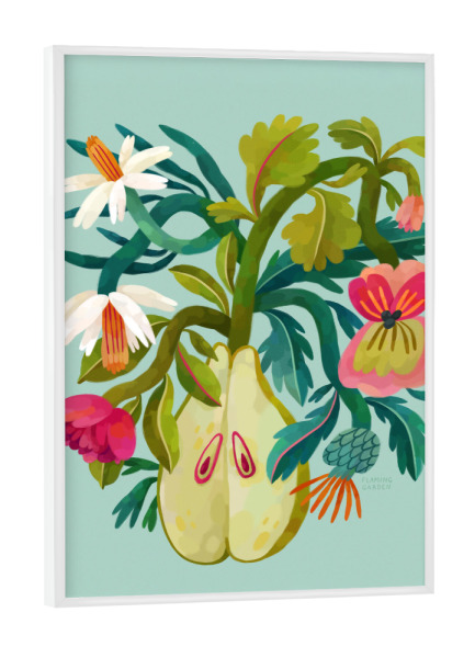 Poster mit weißem Rahmen "Flaming Garden - Birne" artboxONE - Natur,Floral,Essen & Trinken / Obst & Gemüse